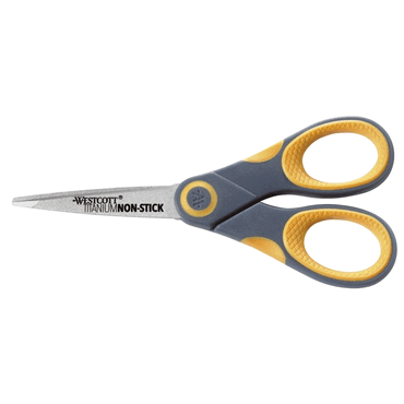 WESTCOTT Schere Titanium Non Stick grau/gelb abgerundet gerade symmetr von WESTCOTT