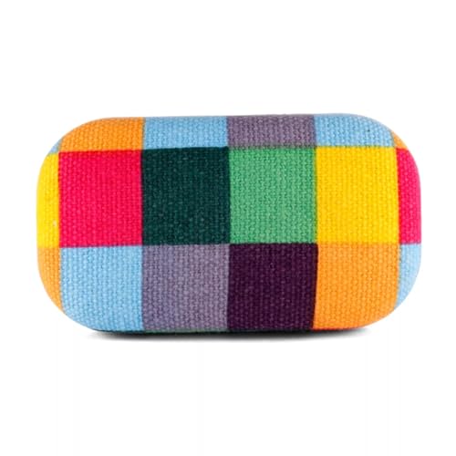 WESTCRAFT tragbares kleines Schmuckkästchen Etui, Reise Schmuckaufbewahrung für Damen, Schmuckbox Schmuckschatulle Jewelry Box - verstaut Schmuck wie Ringe, Ohrringe (Oval Kariert Bunt) von WESTCRAFT