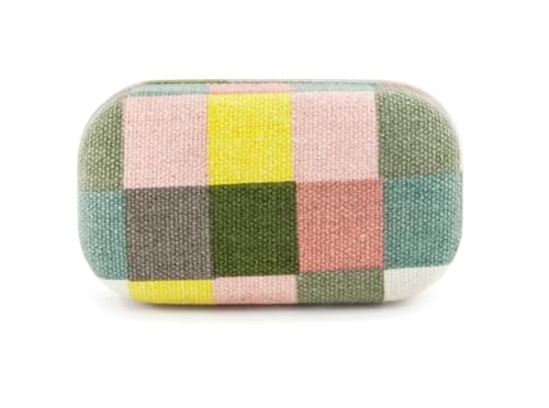 WESTCRAFT tragbares kleines Schmuckkästchen Etui, Reise Schmuckaufbewahrung für Damen, Schmuckbox Schmuckschatulle Jewelry Box - verstaut Schmuck wie Ringe, Ohrringe (Oval Kariert Pastell) von WESTCRAFT