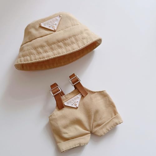 17 cm Labubu-Kleidungs-Set (ohne Puppe), Hut und Overall-Set für 17 cm Labubu-Zubehör-Anzug, niedliche Kleidung für Labubu-Verkleidungen, einzigartiger Stil (Khaki) von WESUN