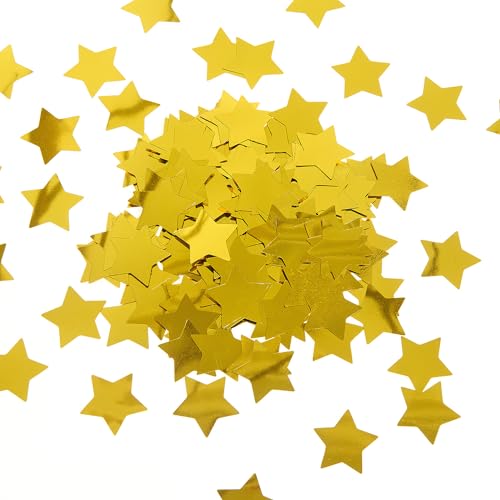 300 Stück Stern-Konfetti Party Dekorationen Kunststoff Confteei Stern Pailletten Funkeln Metallic Flocken Tischkonfetti (3 cm, Gold) von WEVEN