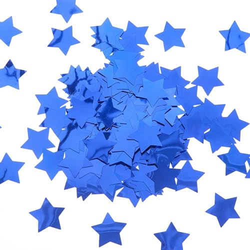 300 Stück Stern Konfetti Party Dekorationen Kunststoff Konfetti Stern Pailletten Funkeln Metallic Flocken Tischkonfetti (3,0 cm, Blau) von WEVEN