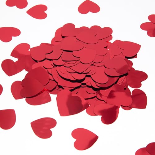 Rotes Herz-Konfetti, Partydekoration, Valentinstag, Herzdekoration, glitzernd, metallische Flocken, Tischkonfetti, 3,1 cm, 300 Stück Rotes Herz-Konfetti, Partydekoration, Valentinstag, Herzdekoration, glitzernd, metallische Flocken, Tischkonfetti, 3,1 cm, 300 Stück von WEVEN