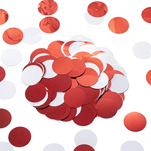 Tischkonfetti, Party-Dekoration, Metallic, Kreis-Punkte, 3 cm, 300 Stück, Rot / Weiß Tischkonfetti, Party-Dekoration, Metallic, Kreis-Punkte, 3 cm, 300 Stück, Rot / Weiß von WEVEN