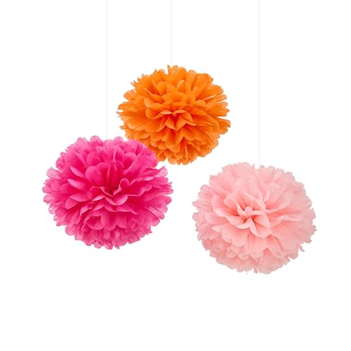 WEVEN Seidenpapier-Pompons, Seidenpapierblumen, Flusenbälle, Party-Dekorationen, 30,5 cm, 12 Stück (Orange, Rosa) von WEVEN