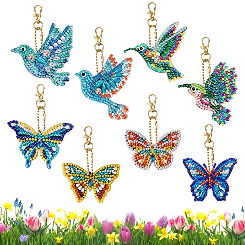 WEVOL Diamond Painting Schlüsselanhänger, 8 Stück 5D Diamant Painting Anhänger DIY Doppelseitiges Diamant Schmetterling und Vögel, Diamond Painting Keychain für Erwachsene Kinder Kunsthandwerk Deko WEVOL Diamond Painting Schlüsselanhänger, 8 Stück 5D Diamant Painting Anhänger DIY Doppelseitiges Diamant Schmetterling und Vögel, Diamond Painting Keychain für Erwachsene Kinder Kunsthandwerk Deko von WEVOL