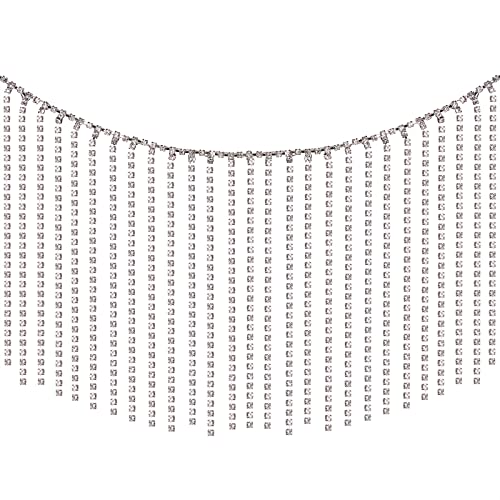 WEWAYSMILE 1 Yard Strass Quaste Kette, Langer Quastenbesatz Aus Diamantkristall, Band Fransen Kette, zum Nähen Basteln Kleidung Accessoires Schmuck DIY Dekoration (Silber) von WEWAYSMILE