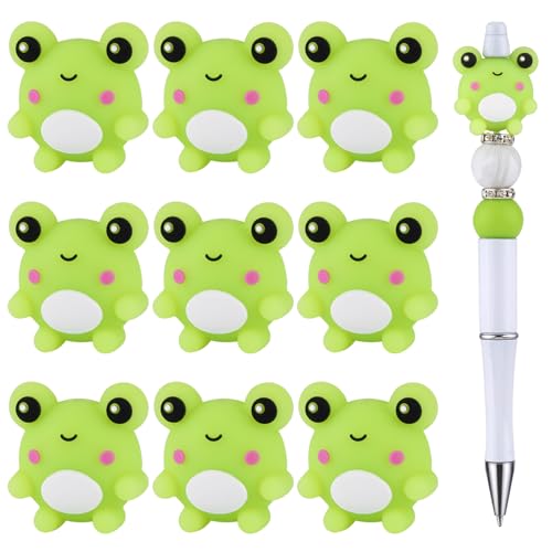 WEWAYSMILE 10 Stück 3D Fokusperlen Süße Fokusperlen Personalisierte Silikonperlen Silikonperlen Für Stifte Für Armband Schmuck Anhänger DIY Bastelarbeiten（Frosch） von WEWAYSMILE
