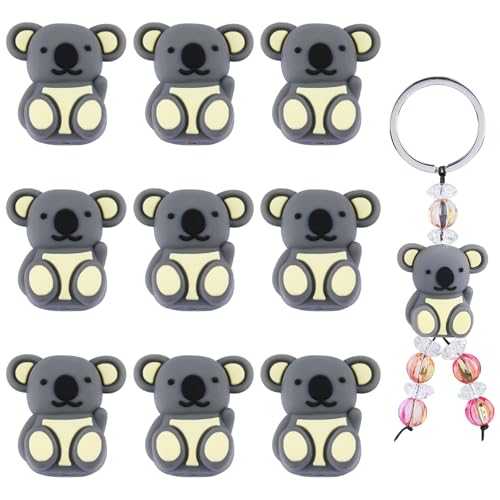 WEWAYSMILE 10 Stück 3D Silikonperlen Silikon Fokusperlen Tier Silikonperlen Bulk Fokusperlen Set Für Stifte Armbänder Halsketten Schmuckherstellung (Koala) von WEWAYSMILE