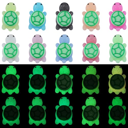 WEWAYSMILE 10 Stück 3D Silikonperlen Silikon Fokusperlen Tier-Silikonperlen Bulk Fokusperlen Set Für Stifte Armbänder Halsketten Schmuckherstellung (Leuchtende Schildkröte) von WEWAYSMILE