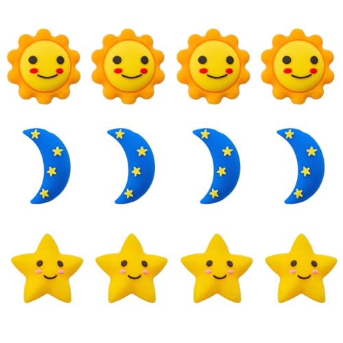 WEWAYSMILE 12 Stück 3D Sonnen Silikon Brennperlen Für Stifte Sterne Mond Silikonperlen Für Die Schlüsselanhängerherstellung DIY Perlenstifte Schlüsselbänder Schmuckhandwerk von WEWAYSMILE