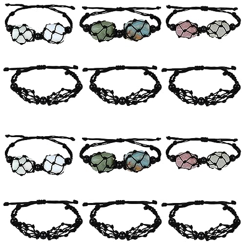 WEWAYSMILE 12 Stück Armband Leerer Steinhalter, Verstellbare Kordel Leerer Steinhalter Kristall, Für Stein Halskette DIY Armband Schmuckherstellung,Schwarz, etwa 1-7/8~3-1/4 Zoll (47~84mm) von WEWAYSMILE