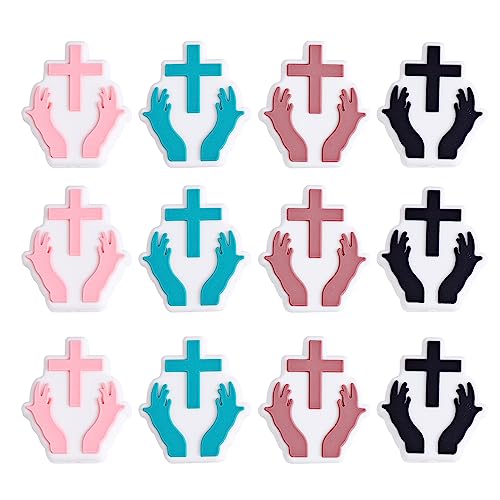 WEWAYSMILE 12 Stück Runde Silikonperlen, Bunte Runde Silikonperlen, Bausatz Silikonperlen, Für Schmuck Handwerk Halskette Girlande Armband (Betende Hände) von WEWAYSMILE