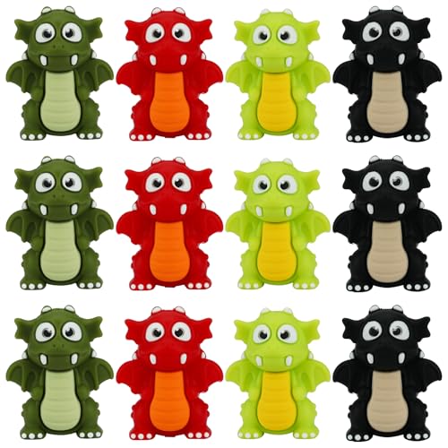 WEWAYSMILE 12 Stück Süße 3D Silikonperlen Zur Herstellung Von Schlüsselanhängern Dinosaurier Brennperlen Für Die Herstellung Von DIY Stiften Schmuck Armbändern Und Schlüsselbändern von WEWAYSMILE