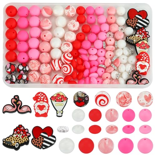 WEWAYSMILE 121 Stück Rosa Silikonperlen für Schlüsselanhänger Bedruckte Silikonperlen für Stifte DIY-Perlen für Stifte, Armbänder, Halsketten, Schmuck und Schlüsselbänder WEWAYSMILE 121 Stück Rosa Silikonperlen für Schlüsselanhänger Bedruckte Silikonperlen für Stifte DIY-Perlen für Stifte, Armbänder, Halsketten, Schmuck und Schlüsselbänder von WEWAYSMILE