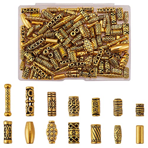 WEWAYSMILE 150 Stück 15 Stil tibetische Schmuck-Abstandshalter, gemischte tibetische Abstandshalter-Perlen, für Schmuckherstellung, Armbänder und Halsketten, 7 ~ 25 x 3,5 ~ 7 mm von WEWAYSMILE
