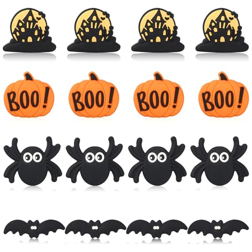 WEWAYSMILE 16 Stück 4-Stil Halloween-Silikonperlen, Ghost Focal Silikonperlen, Inklusive Kürbis-Fledermaus-Spinne Für Die Herstellung Von Schlüsselanhängern, Halsketten Und Armbändern WEWAYSMILE 16 Stück 4-Stil Halloween-Silikonperlen, Ghost Focal Silikonperlen, Inklusive Kürbis-Fledermaus-Spinne Für Die Herstellung Von Schlüsselanhängern, Halsketten Und Armbändern von WEWAYSMILE