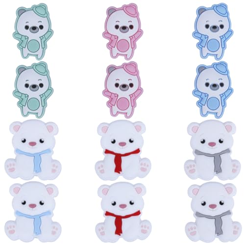 WEWAYSMILE 16 Stück Runde Silikonperlen, Bunte Runde Silikonperlen, Bausatz Silikonperlen, Für Schmuck Handwerk Halskette Girlande Armband (Tragen) von WEWAYSMILE