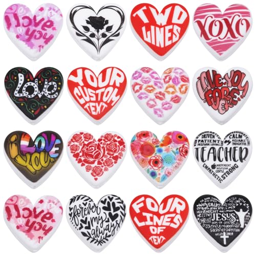 WEWAYSMILE 16 Stücke Bunte Cartoon Silikonperlen Bulk Focus Silikonperlen Silikonperlen Für Stifte Für Schlüsselanhänger Armbänder Schlüsselbänder Schmuck DIY Bastelarbeiten(Herzförmiges Motiv B) von WEWAYSMILE
