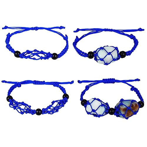 WEWAYSMILE 2 Stück Armband Leerer Steinhalter, Verstellbare Kordel Leerer Steinhalter Kristall, Für Stein Halskette DIY Armband Schmuckherstellung,Dunkelblau, etwa 1-7/8~3-1/4 Zoll (47~84mm) von WEWAYSMILE