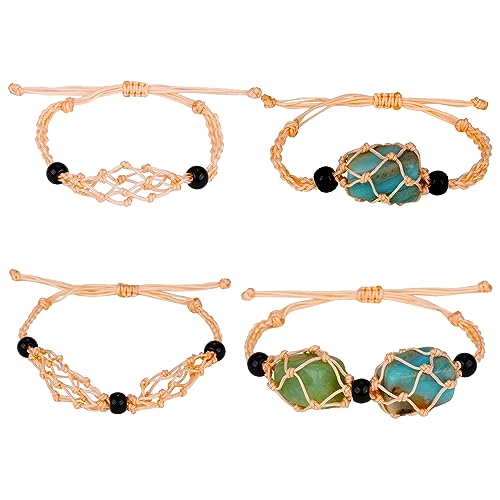 WEWAYSMILE 2 Stück Armband Leerer Steinhalter, Verstellbare Kordel Leerer Steinhalter Kristall, Für Stein Halskette DIY Armband Schmuckherstellung,Helles Khaki, etwa 1-7/8~3-1/4 Zoll (47~84mm) von WEWAYSMILE