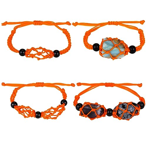 WEWAYSMILE 2 Stück Armband Leerer Steinhalter, Verstellbare Kordel Leerer Steinhalter Kristall, Für Stein Halskette DIY Armband Schmuckherstellung,Orange, etwa 1-7/8~3-1/4 Zoll (47~84mm) von WEWAYSMILE