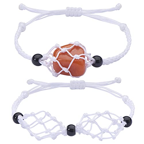 WEWAYSMILE 2 Stück Armband Leerer Steinhalter, Verstellbare Kordel Leerer Steinhalter Kristall, Für Stein Halskette DIY Armband Schmuckherstellung,Weiß, etwa 1-7/8~3-1/4 Zoll (47~84mm) von WEWAYSMILE