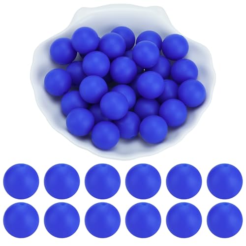 WEWAYSMILE 20 Stück 15 mm Silikonperlen zur Herstellung von Schlüsselanhängern Große Fokalperlen für Stifte DIY-Armbänder Halsketten und andere Accessoires(Blau) von WEWAYSMILE