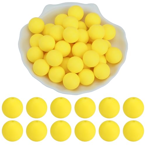 WEWAYSMILE 20 Stück 15 mm Silikonperlen zur Herstellung von Schlüsselanhängern Große Fokalperlen für Stifte DIY-Armbänder Halsketten und andere Accessoires(Gelb) von WEWAYSMILE