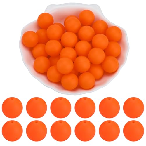 WEWAYSMILE 20 Stück 15 mm Silikonperlen zur Herstellung von Schlüsselanhängern Große Fokalperlen für Stifte DIY-Armbänder Halsketten und andere Accessoires(Orange Rot) von WEWAYSMILE