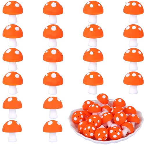 WEWAYSMILE 20 Stück Silikonperlen Bunte Bastelperlen, Silikonperlen Bunt, Bunte Silikonperlen, Für DIY-Schmuckherstellung, Halskette, Schlüsselanhänger, Armband (Dunkelorange) von WEWAYSMILE