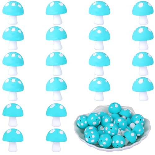 WEWAYSMILE 20 Stück Silikonperlen Bunte Bastelperlen, Silikonperlen Bunt, Bunte Silikonperlen, Für DIY-Schmuckherstellung, Halskette, Schlüsselanhänger, Armband (Türkis) von WEWAYSMILE
