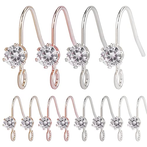 WEWAYSMILE 24 Stück 4-Farbige Zirkonia Ohrhaken, Ohrhaken Silber, Strass-Ohrring-Haken, Für DIY-Ohrring-Designs Schmuckherstellung von WEWAYSMILE