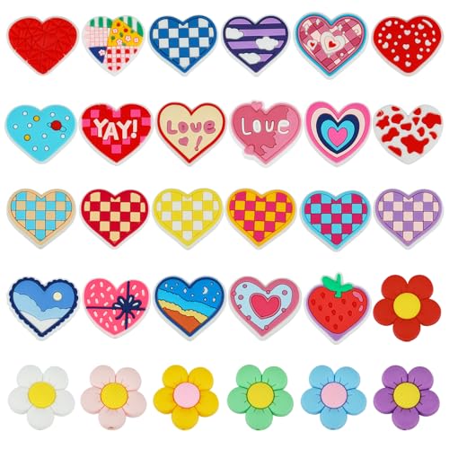 WEWAYSMILE 30 Stück Herzblumen Silikon-Schmuckperlen für Stifte Silikonperlen zur Schlüsselanhänger-Herstellung DIY-Schlüsselanhänger, Armband, Halskette, Stift-Schlüsselband WEWAYSMILE 30 Stück Herzblumen Silikon-Schmuckperlen für Stifte Silikonperlen zur Schlüsselanhänger-Herstellung DIY-Schlüsselanhänger, Armband, Halskette, Stift-Schlüsselband von WEWAYSMILE