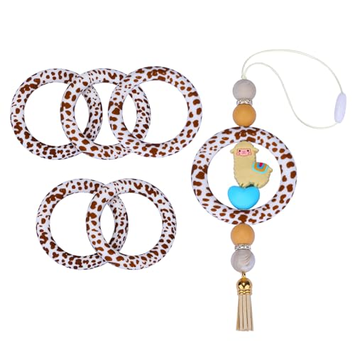 WEWAYSMILE 5 Stück 65 mm Silikon-Fokalperlen, Silikonperlen Set, Silikonperlen Mit Gemischter Für Herstellung Schlüsselanhängern Halsketten Armbändern (Braune Kuh) von WEWAYSMILE