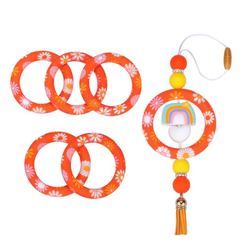 WEWAYSMILE 5 Stück 65 mm Silikon-Fokalperlen, Silikonperlen Set, Silikonperlen Mit Gemischter Für Herstellung Schlüsselanhängern Halsketten Armbändern (Orangene Blume) von WEWAYSMILE