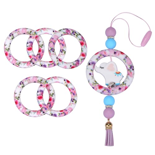 WEWAYSMILE 5 Stück 65 mm Silikon-Fokalperlen, Silikonperlen Set, Silikonperlen Mit Gemischter Für Herstellung Schlüsselanhängern Halsketten Armbändern (Rose) von WEWAYSMILE