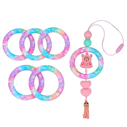 WEWAYSMILE 5 Stück 65 mm Silikon-Fokalperlen, Silikonperlen Set, Silikonperlen Mit Gemischter Für Herstellung Schlüsselanhängern Halsketten Armbändern (Stern) von WEWAYSMILE