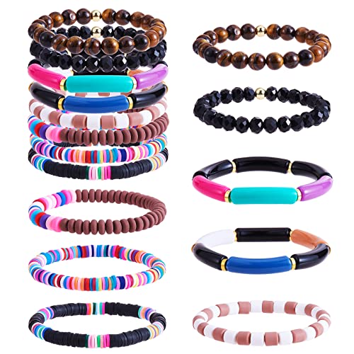 WEWAYSMILE 8 bunte Boho Stapelbare Adrette Armbänder, Glasperlen-Armbänder, Perlen-Stretch-Armbänder-Set, Handgelenkschmuck Für Frauen, Schwarz WEWAYSMILE 8 bunte Boho Stapelbare Adrette Armbänder, Glasperlen-Armbänder, Perlen-Stretch-Armbänder-Set, Handgelenkschmuck Für Frauen, Schwarz von WEWAYSMILE