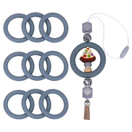 WEWAYSMILE 9 Stück 65 mm Silikon-Fokalperlen, Silikonperlen Set, Silikonperlen Mit Gemischter Für Herstellung Schlüsselanhängern Halsketten Armbändern (DimGray) von WEWAYSMILE