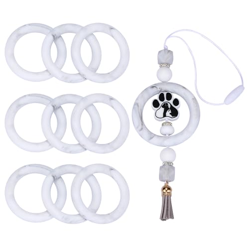 WEWAYSMILE 9 Stück 65 mm Silikon-Fokalperlen, Silikonperlen Set, Silikonperlen Mit Gemischter Für Herstellung Schlüsselanhängern Halsketten Armbändern (Marmor) von WEWAYSMILE