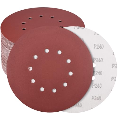 50 Stück 22,9 cm 10-Loch-Schleifscheiben, Körnung 240, Aluminiumoxid, Trockenbau-Schleifpapier für 22,9 cm Trockenbau-Schleifer, Decke, Holz, Boden 50 Stück 22,9 cm 10-Loch-Schleifscheiben, Körnung 240, Aluminiumoxid, Trockenbau-Schleifpapier für 22,9 cm Trockenbau-Schleifer, Decke, Holz, Boden von WEWINK PLUS