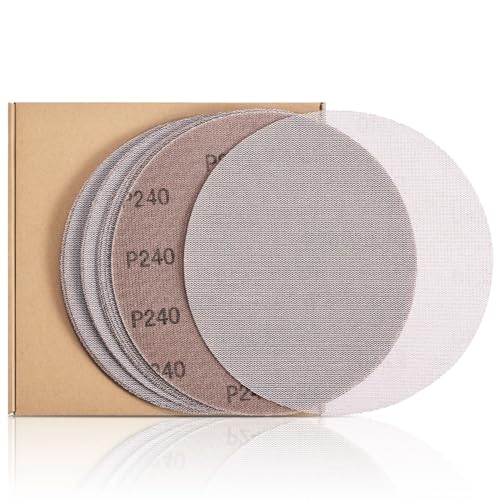Netz-Schleifscheiben, 22,9 cm, 10 Löcher, Körnung 240, Trockenbau, Staubreduzierung, Schleifscheiben, 15 Stück Netz-Schleifscheiben, 22,9 cm, 10 Löcher, Körnung 240, Trockenbau, Staubreduzierung, Schleifscheiben, 15 Stück von WEWINK PLUS