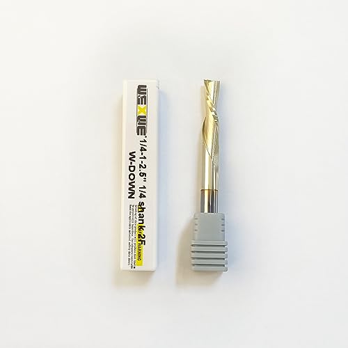 WEXWE TOOLS Spiralfräser-Bits, Vollhartmetall-Bits für Holz, Sperrholz, MDF, Eiche, Schnitzen, Gravieren, Schleifen, Nuten (1/4 Zoll Schnittdurchmesser, 2,5 cm Schnittlänge, 6,35 cm volle Länge, 1/4 von WEXWE