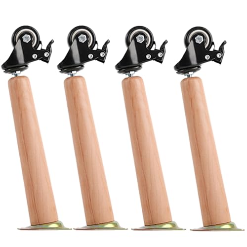 4 Stück universelle Möbelbeine aus Holz mit Rädern – 30 + 6,2 cm verstellbare, solide Tischbeine für Mitteltisch, Nachttisch, Küche, Schreibtisch – einfache Installation, stilvolles schräges Design 4 Stück universelle Möbelbeine aus Holz mit Rädern – 30 + 6,2 cm verstellbare, solide Tischbeine für Mitteltisch, Nachttisch, Küche, Schreibtisch – einfache Installation, stilvolles schräges Design von WEYFH