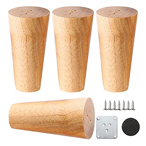 WEYFH 30 cm Lange Möbelbeine aus Holz – Ersatzfüße für Sofa, Tisch, Schrank und Schreibtisch mit Montageplatten und Schrauben – Höhenverstellbar von 10–40 cm für eine stilvolle Inneneinrichtung von WEYFH