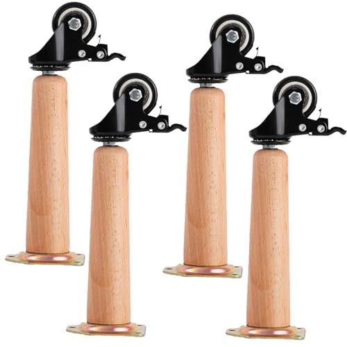WEYFH 4 verstellbare Universal-Möbelbeine aus Holz mit Rädern – solide Tischbeine für Mitteltisch, Nachttisch, Küche, Schreibtisch – Höhe 65 + 6,2 cm für vielseitigen Einsatz WEYFH 4 verstellbare Universal-Möbelbeine aus Holz mit Rädern – solide Tischbeine für Mitteltisch, Nachttisch, Küche, Schreibtisch – Höhe 65 + 6,2 cm für vielseitigen Einsatz von WEYFH
