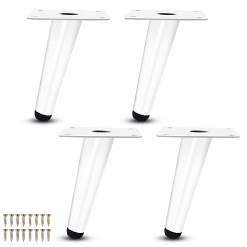 WEYFH Möbelbeine aus Metall, 10 cm, weiße Kegelstützfüße für Sofa, Tisch, Bett, Fernsehschrank, Kleiderschrank, Stühle – Ersatzbeine mit Schrauben WEYFH Möbelbeine aus Metall, 10 cm, weiße Kegelstützfüße für Sofa, Tisch, Bett, Fernsehschrank, Kleiderschrank, Stühle – Ersatzbeine mit Schrauben von WEYFH