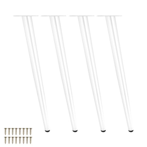 WEYFH Möbelbeine aus Metall, 55 cm, weiße Tischstützfüße, Kegelbeine als Ersatz für Sofa, Schrank, Fernsehständer, Stuhl, Bett, mit Schrauben – Robustes und stilvolles Design von WEYFH