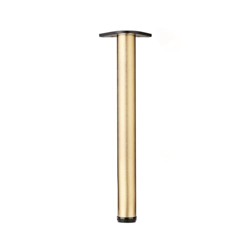 WEYFH Verstellbare, runde Tischbeine aus Metall, 60 mm, gebürstetes Gold-Finish, 100 cm Höhe für Schreibtische, Büro, Küche und Esszimmer – stilvolle, Moderne Möbelbeine von WEYFH